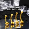 OUFER Titanium Belly Button Rings, Gold Belly Rings, Internally Threaded Navel Piercing Jewelry, Long Belly Piercing Jewelry, Curved Barbell, Belly Rings For Women Men-12mm view 2