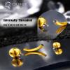 OUFER Titanium Belly Button Rings, Gold Belly Rings, Internally Threaded Navel Piercing Jewelry, Long Belly Piercing Jewelry, Curved Barbell, Belly Rings For Women Men-12mm view 3