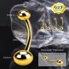 OUFER Titanium Belly Button Rings, Gold Belly Rings, Internally Threaded Navel Piercing Jewelry, Long Belly Piercing Jewelry, Curved Barbell, Belly Rings For Women Men-12mm view 4