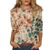 3/4 Length Sleeve Womens Tops Dressy Casual Blouses - Spring Fashion 2026 Plus Size Crew Neck Fitted Tshirts - Business Going Out Trendy Tunics Tops Beach Vacation Outfits 02-Multicolor 2X view 1