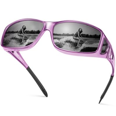 Peekaco Polarized Sunglasses Fit Over Glasses for Women Men, Wrap Around Summer Shades UV400 Protection