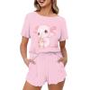 HELLHERO Cute Axolotl Pajamas Set Womens Two-Piece Pjs Sets Summer T-Shirt and Shorts Loungewear Sleepwear 2 Piece PJ Sets Jammies Home Holiday Night Clothes M view 1