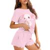 HELLHERO Cute Axolotl Pajamas Set Womens Two-Piece Pjs Sets Summer T-Shirt and Shorts Loungewear Sleepwear 2 Piece PJ Sets Jammies Home Holiday Night Clothes M view 3