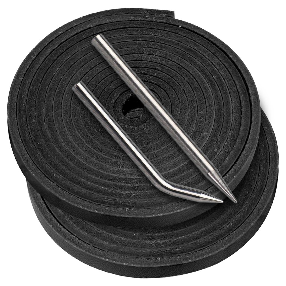 Baseball Glove Lace, Mitt Lace Repair Kit Softball 2 Leather Laces and 2 Lacing Needles for Catcher's Glove (Black)