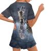 HELLHERO Women's 2 Piece Pajama Sets Cat Tiger Loungewear Two Piece Pjs Set with Pockets Summer Short Sleeve T-Shirt and Short Sleepwear Home Wedding Party 2X view 2