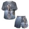 HELLHERO Women's 2 Piece Pajama Sets Cat Tiger Loungewear Two Piece Pjs Set with Pockets Summer Short Sleeve T-Shirt and Short Sleepwear Home Wedding Party 2X view 4