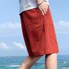 Men's Linen Cotton Short Pants Drawstring Elastic Waist Outdoor Shorts Summer Casual Lightweight Board Short (Red,3X-Large) view 4