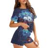 HELLHERO Galaxy Koala Pajamas Set for Women Short Sleeve T-Shirt with Short Summer Pjs Loungewear Sleepwear Home Clothes Holiday Yoga Sports Outfit Party XL view 3