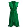 Women Summer Bohemian Floral Casual Wrap V Neck Ruffle Cap Sleeveless Belt A-Line Pleated Hem Midi Sun Dress White Short Sleeve Wrap Dress Floral Print V Neck Waisted Ruffle Hem Mini Dresses view 3