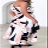 Qikaka Women's Sleeveless One Shoulder Printed Belted A-line Sexy Nightclub Party Casual Dress view 3