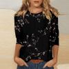3/4 Length Sleeve Womens Tops Dressy Casual Blouses - Spring Fashion 2026 Plus Size Crew Neck Fitted Tshirts - Business Going Out Trendy Tunics Tops Beach Vacation Outfits 12-Black 2X view 2