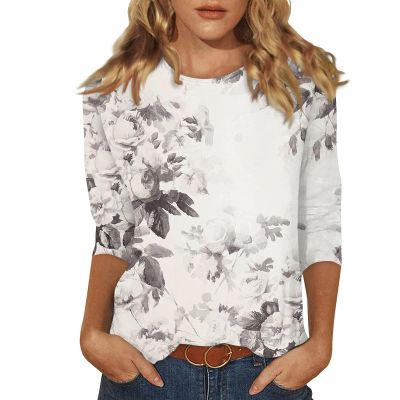3/4 Length Sleeve Womens Tops Dressy Casual Blouses - Spring Fashion 2026 Plus Size Crew Neck Fitted Tshirts - Business Going Out Trendy Tunics Tops Beach Vacation Outfits 11-Silver 3X
