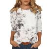 3/4 Length Sleeve Womens Tops Dressy Casual Blouses - Spring Fashion 2026 Plus Size Crew Neck Fitted Tshirts - Business Going Out Trendy Tunics Tops Beach Vacation Outfits 11-Silver 3X view 1