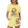 HELLHERO Sunflower Elephant Pajamas Set for Women's Casual Short Sleeve Tops with Lounge Shorts Two Piece Sleepwear Summer T Shirt Nightwear Outdoor Holiday Party 2X view 1
