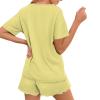HELLHERO Sunflower Elephant Pajamas Set for Women's Casual Short Sleeve Tops with Lounge Shorts Two Piece Sleepwear Summer T Shirt Nightwear Outdoor Holiday Party 2X view 2