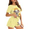 HELLHERO Sunflower Elephant Pajamas Set for Women's Casual Short Sleeve Tops with Lounge Shorts Two Piece Sleepwear Summer T Shirt Nightwear Outdoor Holiday Party 2X view 3