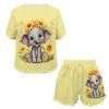 HELLHERO Sunflower Elephant Pajamas Set for Women's Casual Short Sleeve Tops with Lounge Shorts Two Piece Sleepwear Summer T Shirt Nightwear Outdoor Holiday Party 2X view 4