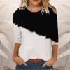 3/4 Length Sleeve Womens Tops Color Block Crew Neck T Shirt Cute Tunic Tops Casual Summer Tees view 2