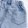 NineFit Basics Little Girls Embroidered Elastic Waist Denim Shorts Ruffle Hem Toddler Baby Girl Summer Flower Jean (Blue-1, 2-3 Years) view 4