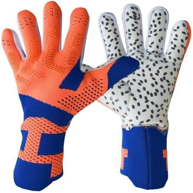 PLbSe Soccer Goalkeeper Gloves Goalie Training Gloves Strong Grip Anti-Slip and Breathable for Adults and Children (Orange Blue,10)
