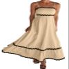 Qikaka Women's Spaghetti Strap Colorblock Stripes A-Line Sexy Nightclub Party Beach Dress view 1