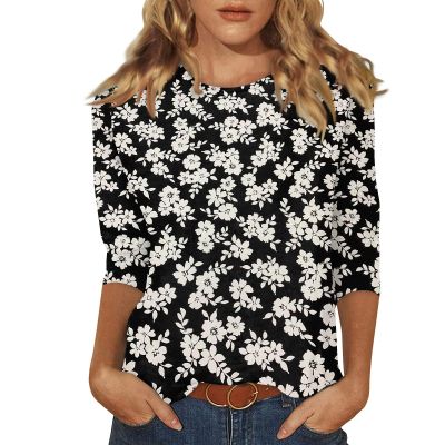 3/4 Length Sleeve Womens Tops Dressy Casual Blouses - Spring Fashion 2026 Plus Size Crew Neck Fitted Tshirts - Business Going Out Trendy Tunics Tops Beach Vacation Outfits 04-White 3X