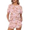 HELLHERO Pug Dog Pajamas for Women Pajama Set Short Sleeve Comfy Pjs Sets 2 Piece Lounge Set with Pockets Summer Loungewear Sleepwear Home Clothes Holiday Party 3X view 1