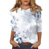 3/4 Length Sleeve Womens Tops Dressy Casual Blouses - Spring Fashion 2026 Plus Size Crew Neck Fitted Tshirts - Business Going Out Trendy Tunics Tops Beach Vacation Outfits 06-White S view 1