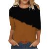 3/4 Length Sleeve Womens Tops Color Block Crew Neck T Shirt Cute Tunic Tops Casual Summer Tees view 1