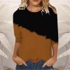 3/4 Length Sleeve Womens Tops Color Block Crew Neck T Shirt Cute Tunic Tops Casual Summer Tees view 2