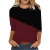 3/4 Length Sleeve Womens Tops Color Block Crew Neck T Shirt Cute Tunic Tops Casual Summer Tees view 1