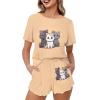 HELLHERO Cute Cat Pajamas Set for Women Teen Girls Short Sleeve T Shirt with Shorts Soft Summer Pjs Loungewear Sleepwear Nightwear Clothes Outdoor Holiday Party Wedding 4X view 1