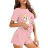 HELLHERO Corgi Dog Pajamas Set for Women 2 Piece PJ Sets Summer Short Sleeve T-Shirt and Short Loungewear Sleepwear Nightwear Outdoor Home Holiday Party Wedding XL view 3