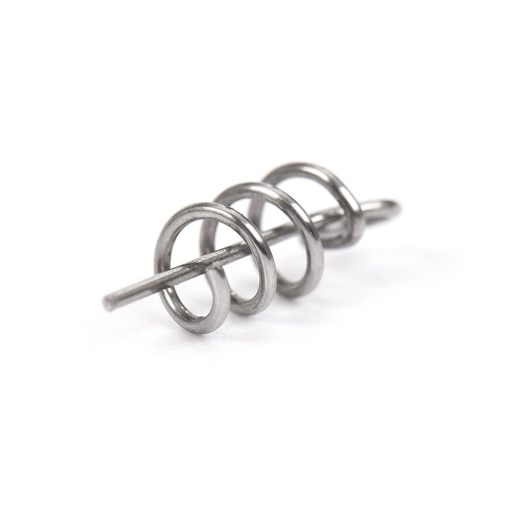 Fishing Hooks 40/100 PCS Stainless Steel Fishing Pin Spring Twist Lock Fishing Hook Tool Center Heart Fixing Latch Needle Soft Bait Bait Fishing Tool Kit Fishing Supplies (Color : 14mm, Size : 100 p