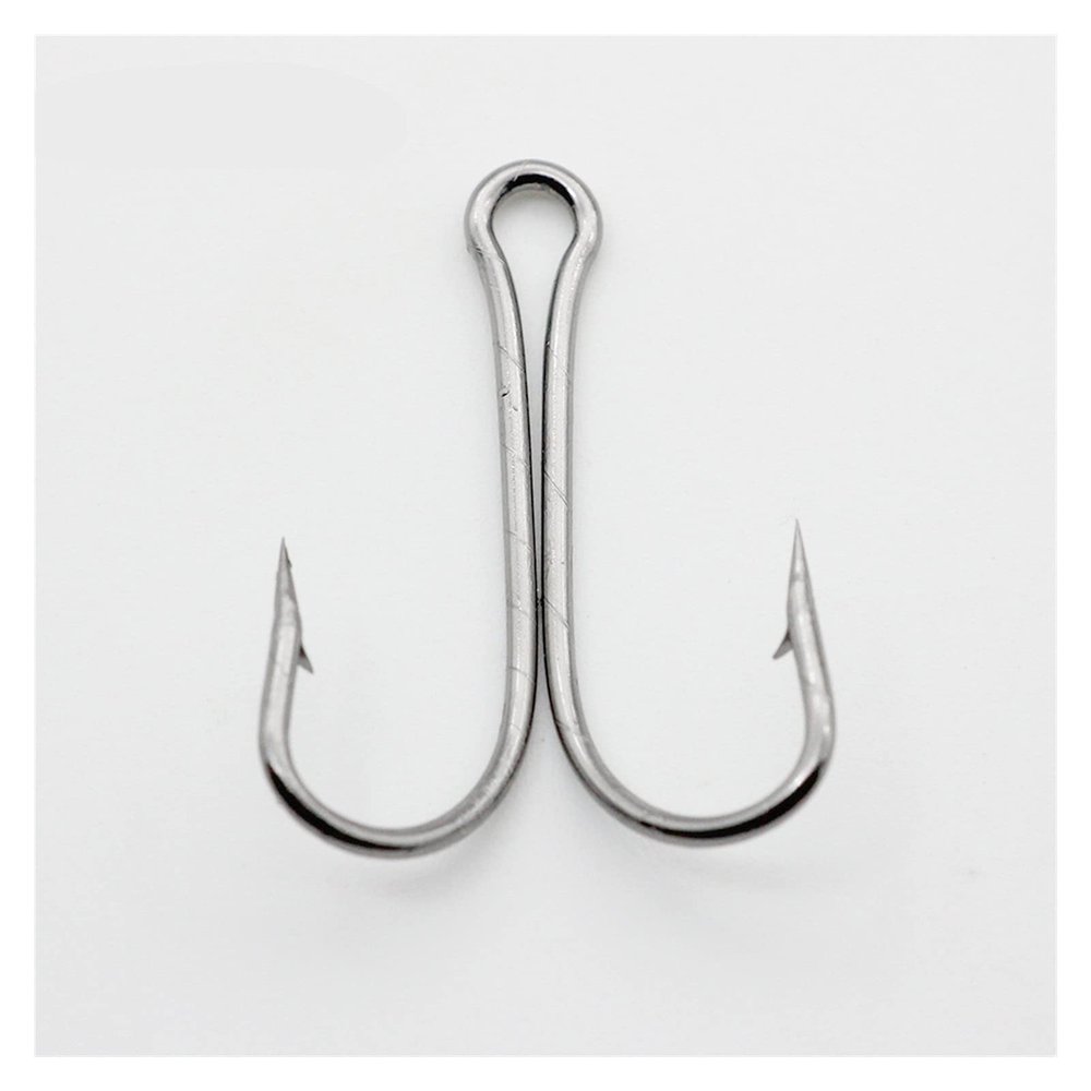 Fishing Hooks 50 Pcs Double High Carbon Steel Black Fishing Hook Double Anchor Hook Salty Water Fishing Gear Fishing Tool Kit Fishing Supplies (Size : 8#)