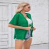 Iandroiy Women's Summer Lightweight Cardigan Short Sleeve Open Front Casual Loose Cover Ups (Large, Green) view 3