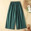 QWENTMTNTY Womens Cropped Linen Pants Flowy Pants Women Hemp Pants Women Flared Yoga Pants for Women Cream Wide Leg Pants for Women view 2