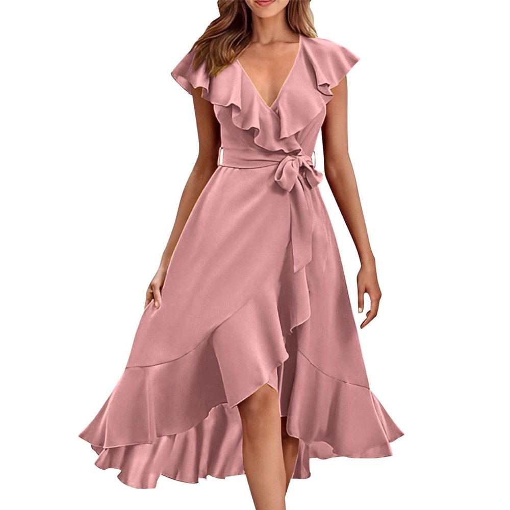 NineFit Basics Long Sleeve Dresses for Women 2024 Short Summer Dresses Wedding Guest Dresses for Women Spring Trendy Dresses for Women 2024 Womens Floral Dress Womens Resort Wear 2024 Rose Gold, X-Large