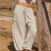 Linen Pants Tall Women Wide Leg Work Pants for Women Cruise Outfits for Women 2024 White Linen Set for Women Jump Suits Women Clothing Comfy view 2