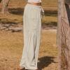 Linen Pants Tall Women Wide Leg Work Pants for Women Cruise Outfits for Women 2024 White Linen Set for Women Jump Suits Women Clothing Comfy view 3