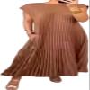 QARMAX Women Pleated Simple Solid Color Dress, Women's Pleated Dress, Round Neck Solid Loose Summer Long Dress (B,S), Small view 1