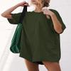 COALHO Women's Summer Oversized Tee Romper Casual Workout Back V Neck Workout T-shirt Rompers Pockets (Khaki,XXL), XX-Large view 2