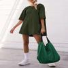 COALHO Women's Summer Oversized Tee Romper Casual Workout Back V Neck Workout T-shirt Rompers Pockets (Khaki,XXL), XX-Large view 3