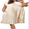 QARMAX Women Pleated Simple Solid Color Dress, Women's Pleated Dress, Round Neck Solid Loose Summer Long Dress (D,L), Large view 1