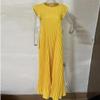 QARMAX Women Pleated Simple Solid Color Dress, Women's Pleated Dress, Round Neck Solid Loose Summer Long Dress (D,L), Large view 4