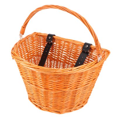 Parliky Honey Color Wicker Front Basket for Boy Girl Bicycles Sturdy Rattan Handlebar Storage Easy Attachment for Outdoor Cycling Shopping