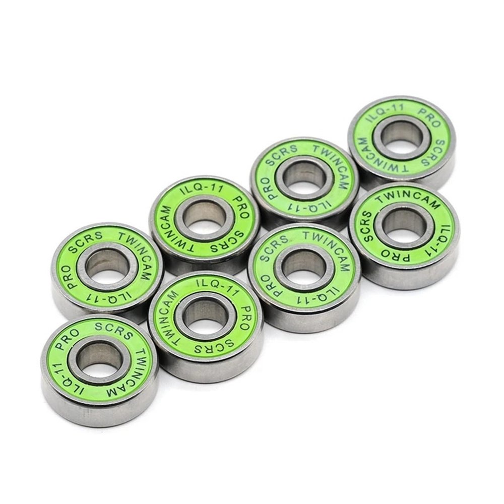 ACLDOYYV 8Pcs Green Longboard Speed Inline Skate Wheel Bearing PRO SCRS Long-Life Durable 608RS ILQ11 Bearing