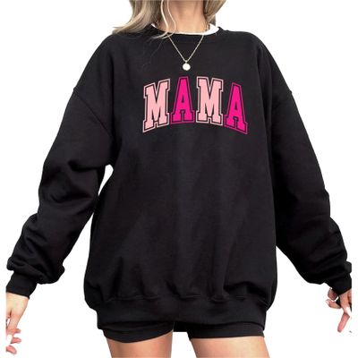 Nonnie Mama Sweatshirt for Women - Mama Sweatshirt, Mom Shirt, Mom Mama Gift, Mothers Day Birthday Gifts for Mom Mama, Mama Long Sleeve Crewneck Sweater, Mama Black Sweatshirt Size M