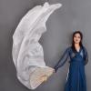 1 Pair Women Real Silk Belly Dance Fan Veils - Handmade Long Bamboo Fans for Professional Dancing 180cm * 90cm (Left+Right) (White) view 2