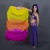 1 Pair Women Real Silk Belly Dance Fan Veils - Handmade Long Bamboo Fans for Professional Dancing 180cm * 90cm (Left+Right) (Gradual Yellow) view 2